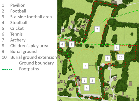 Recreation ground map and key